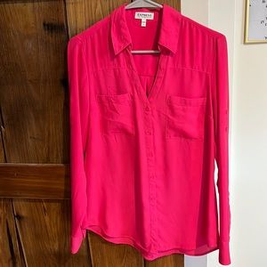 Hot pink Express Button down